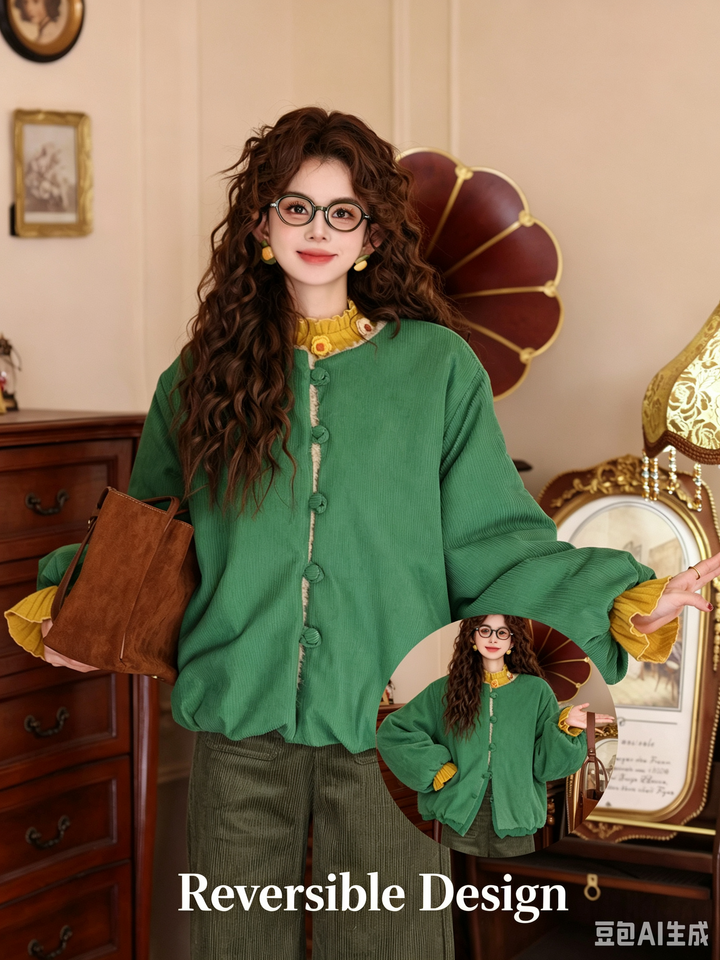 【Winter Dopamine】Red Corduroy Coat, Women&