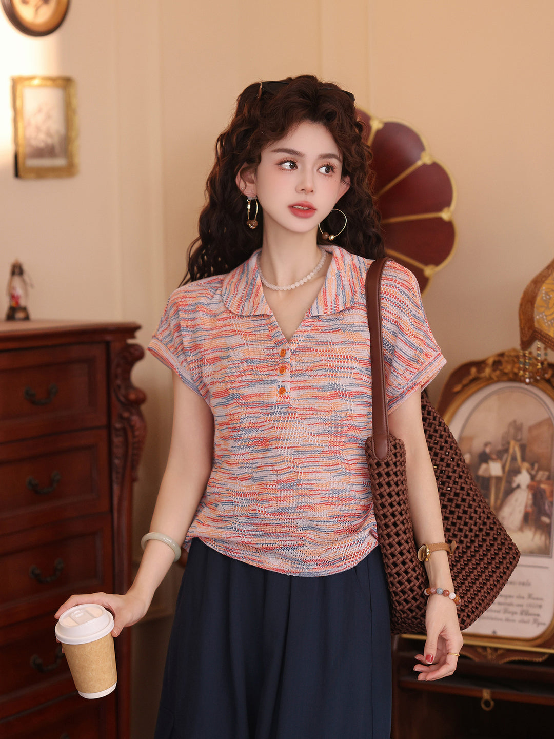 【Stripe Wander】Dopamine Stripe Short-Sleeve T-Shirt, Women&