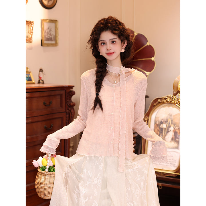 【Moon Shadow in a Deep Well】Long-Sleeve Knit Cardigan, Women&