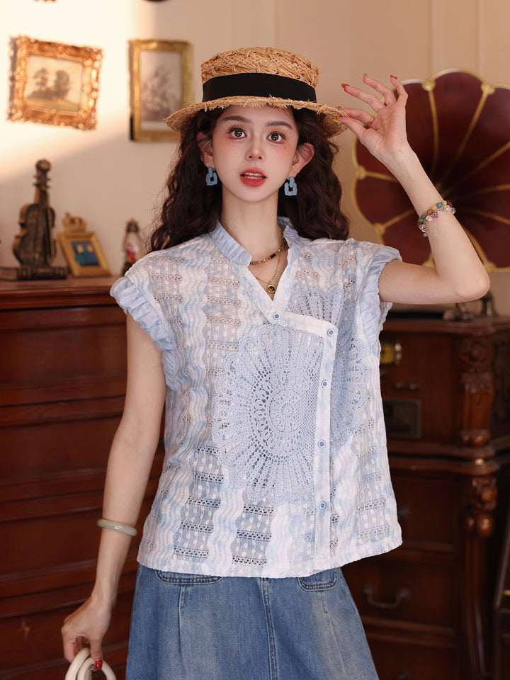 【Still Sea Surface】Summer Diagonal-Placket Women&