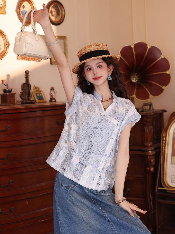 【Still Sea Surface】Summer Diagonal-Placket Women&