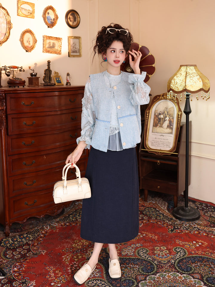 【Sea Gleam Dream-Weave】2026 Super-Pretty Light-Blue Vest, Women&
