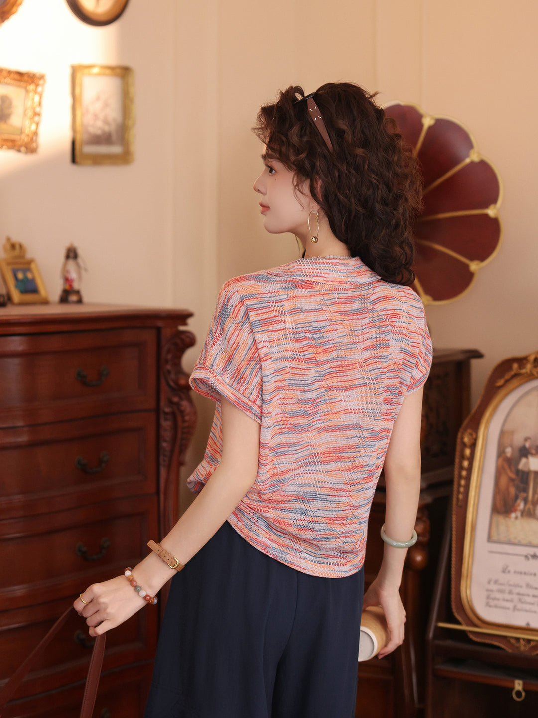 【Stripe Wander】Dopamine Stripe Short-Sleeve T-Shirt, Women&