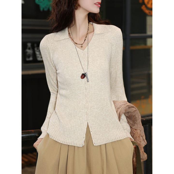 【Cream Mousse】Vintage Hong Kong-Style Autumn Cardigan, Versatile Flattering Knit T-Shirt Top J26Q07303