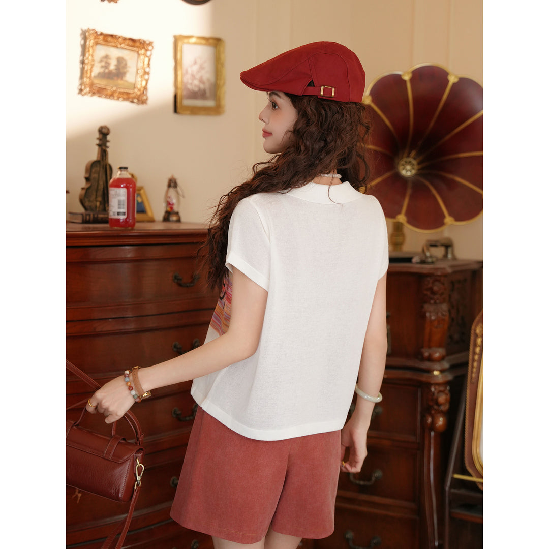 【Crimson Mark】Vintage Knit Short-Sleeve Women&