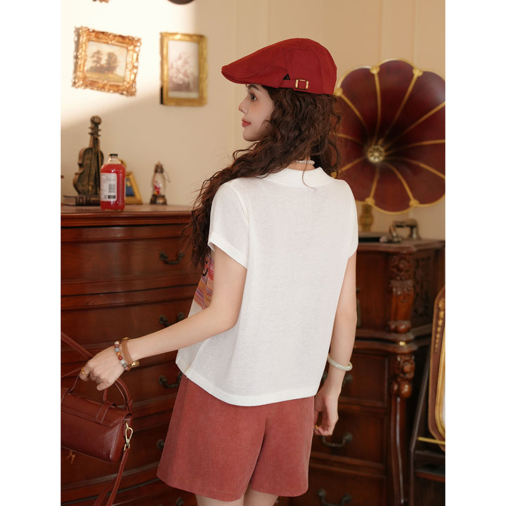 【Crimson Mark】Vintage Knit Short-Sleeve Women&