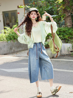 Chen Jiajie【Homebound in the Lanes】2026 Summer Long-Sleeve UV-Protection Jacket + Tank Top, Women's Two-Piece Top Set J26X02857