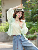 Chen Jiajie【Homebound in the Lanes】2026 Summer Long-Sleeve UV-Protection Jacket + Tank Top, Women's Two-Piece Top Set J26X02857