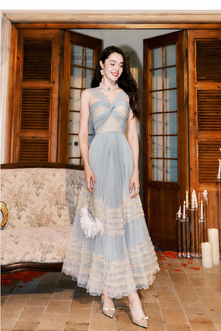 【Smoke Mist Tale】Color Block Ruffle Fairy Dress S020