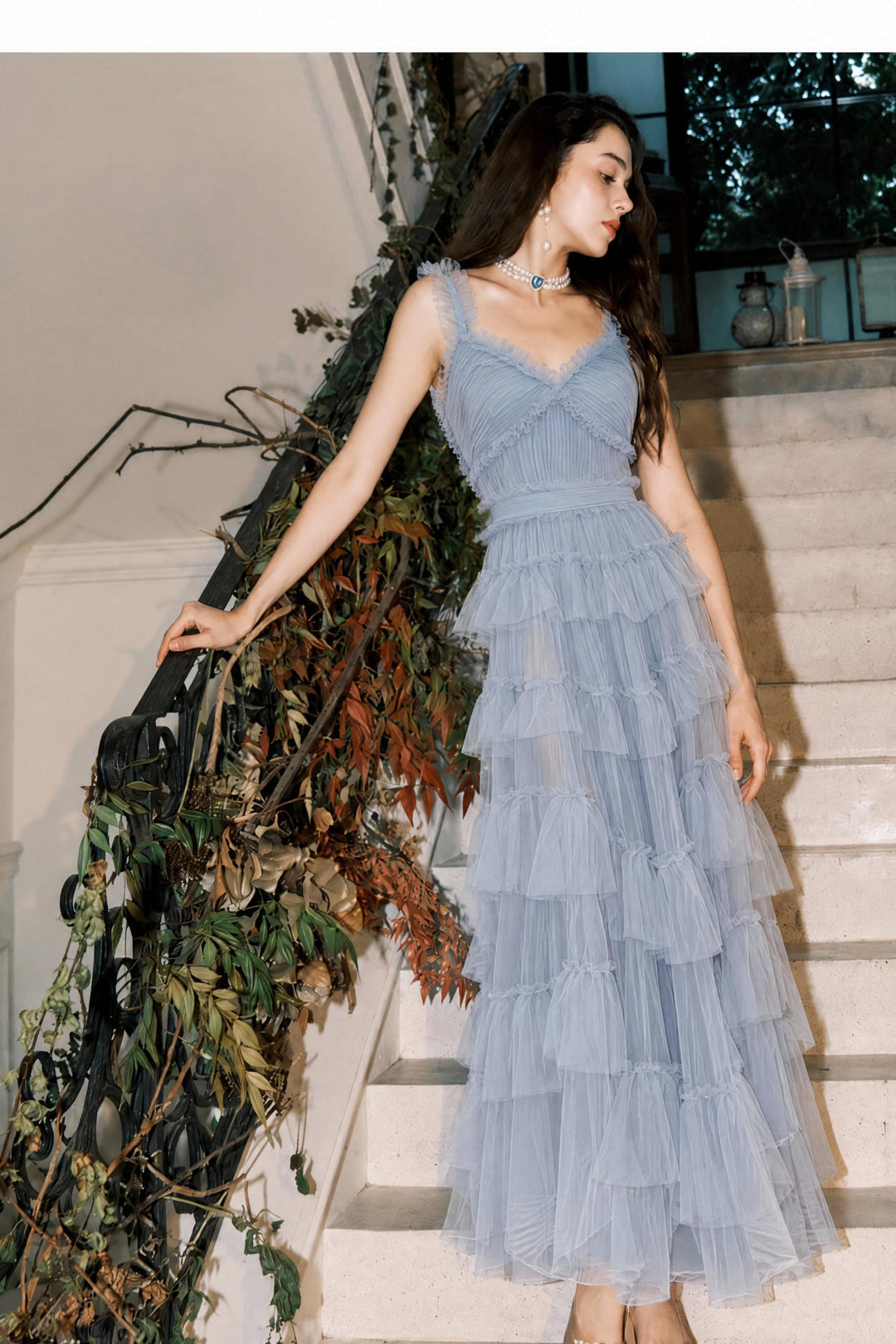 【Mist Star Dress】V-neck Ruffle Fairy Dress S019