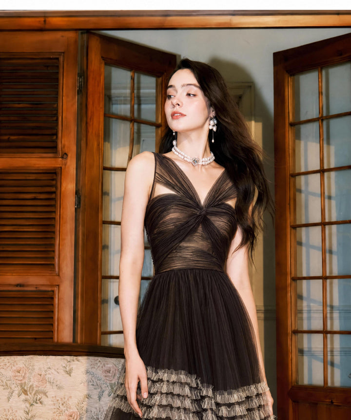 【Smoke Mist Tale】Color Block Ruffle Fairy Dress S020