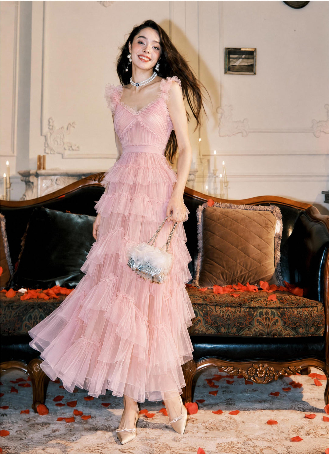 【Mist Star Dress】V-neck Ruffle Fairy Dress S019