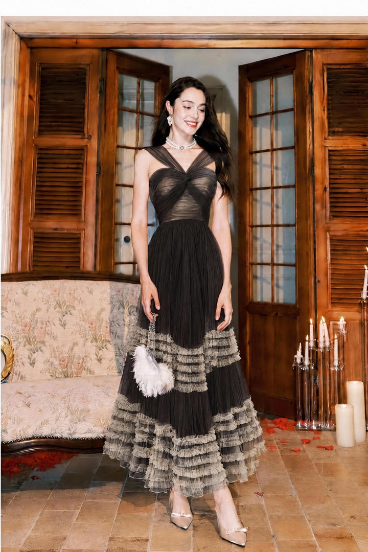 【Smoke Mist Tale】Color Block Ruffle Fairy Dress S020