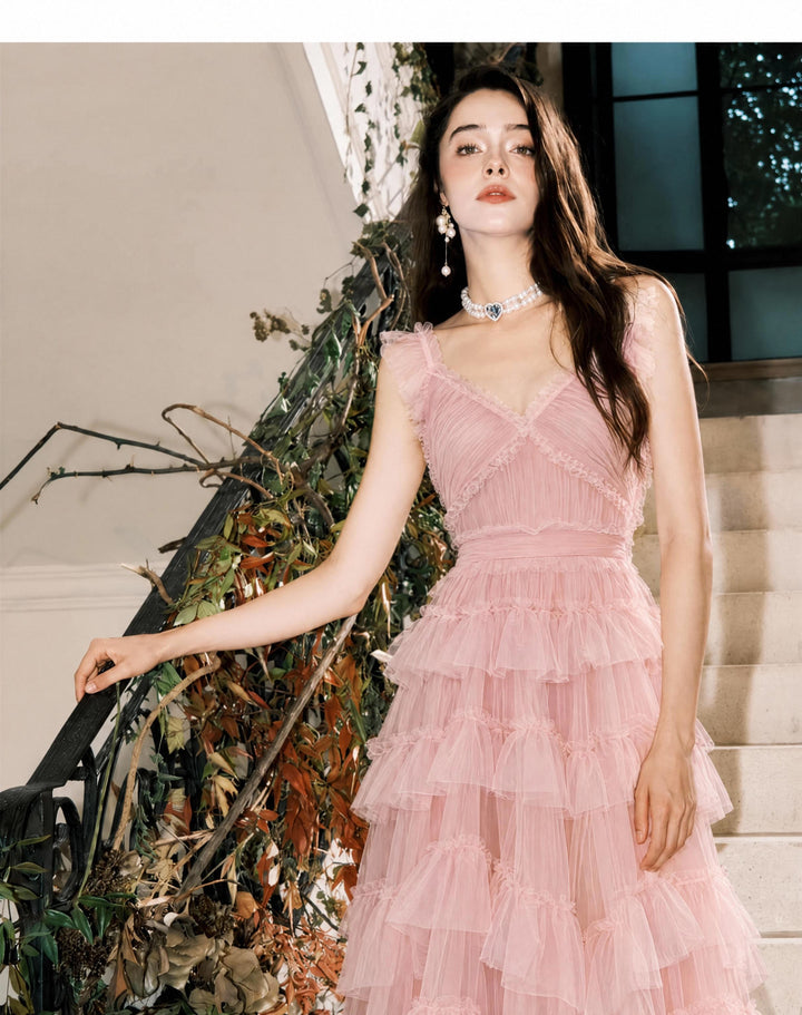 【Mist Star Dress】V-neck Ruffle Fairy Dress S019