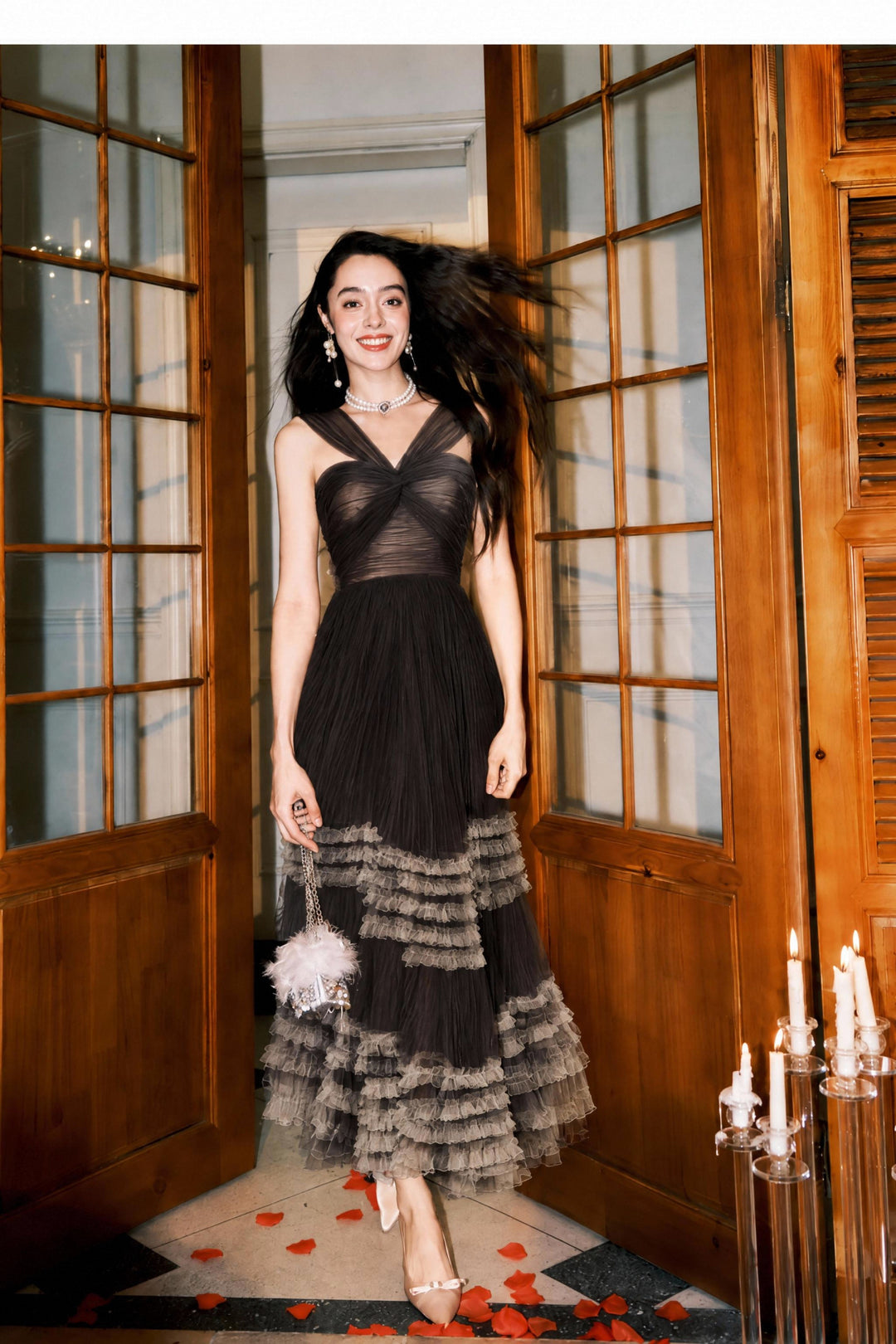 【Smoke Mist Tale】Color Block Ruffle Fairy Dress S020