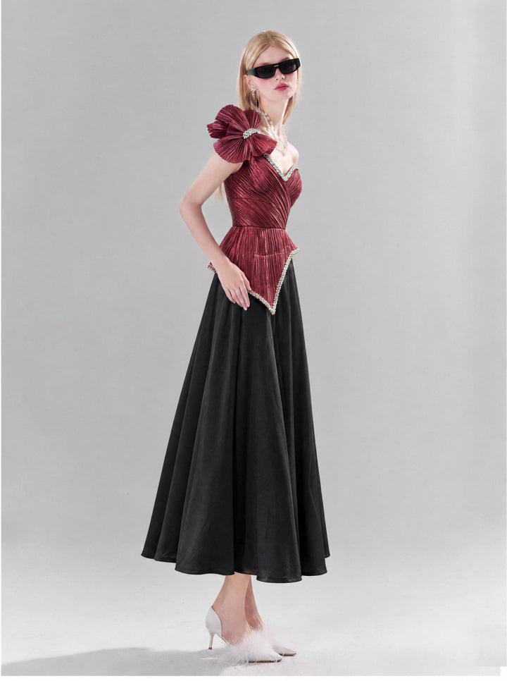 【Luxury Elegance Kollektion】Damen One-Shoulder-Abendkleid mit 3D-Blumen, figurbetontem Strass-Taille und Meerjungfrauen-Schnitt S006